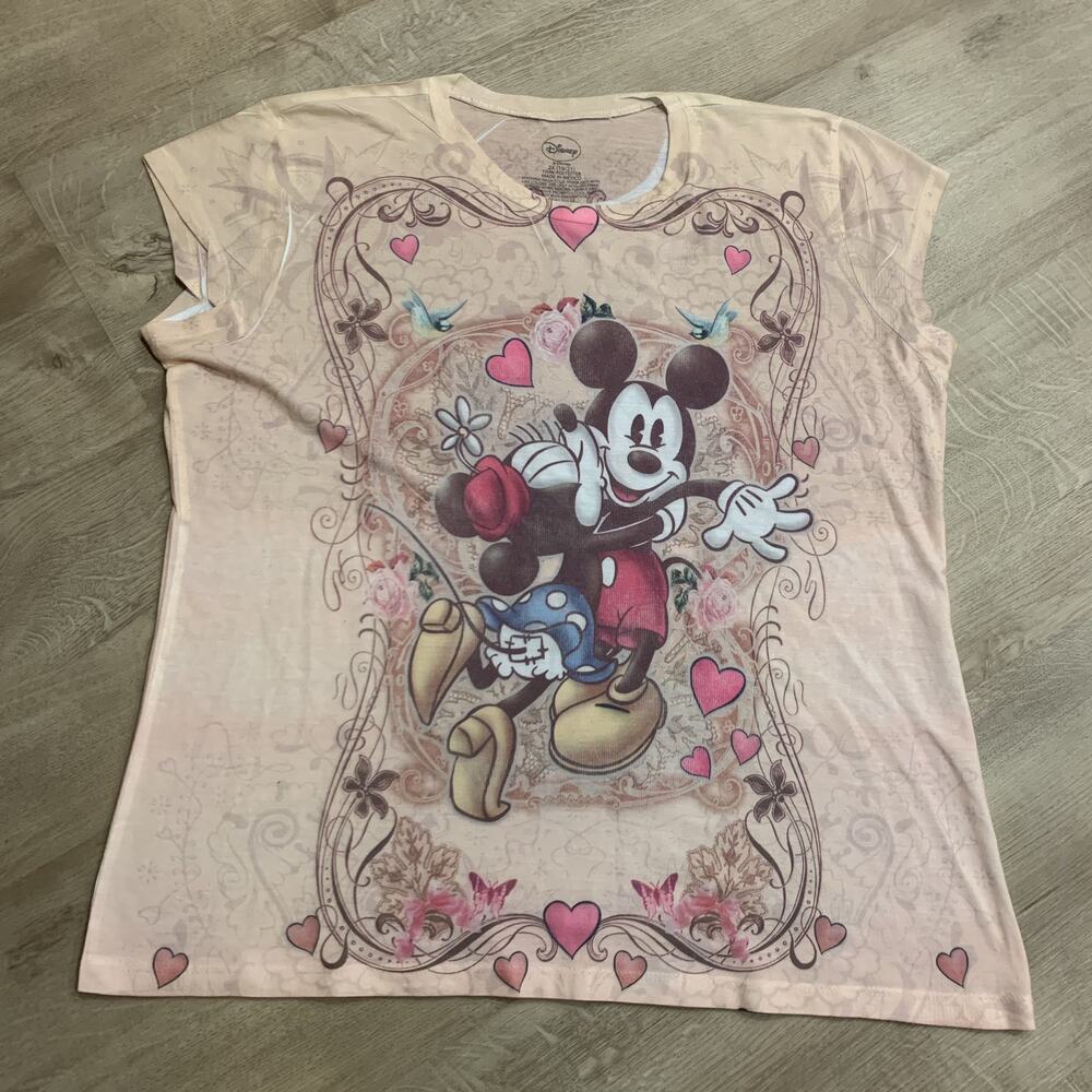 Disney Mickey & Minnie Mouse Vintage-Style Graphic Tee T-Shirt Women's 2X XXL
